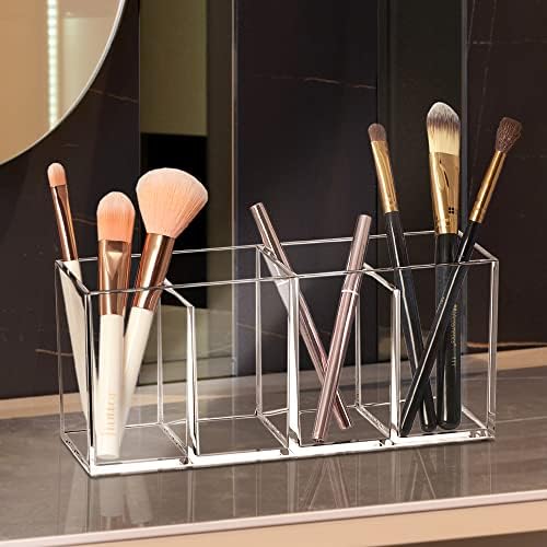 Amazing Abby - 4-Compartment Makeup Organizer with Brush Holder