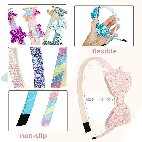 Deoot Glitter Headbands for Girls 8-Pack Butterfly Bow Style