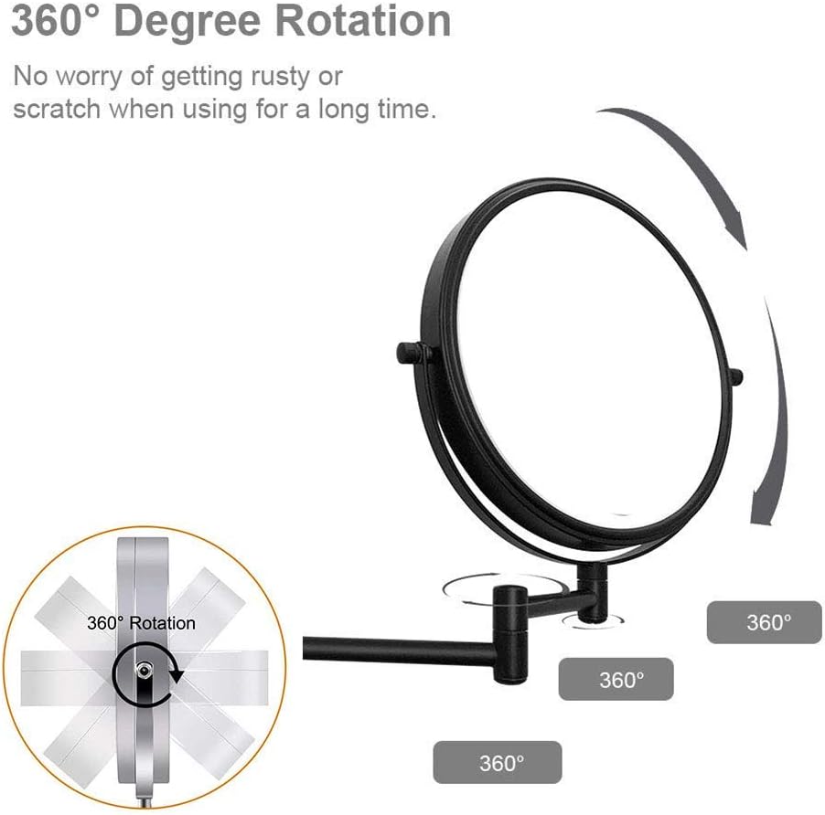 DEIHGE 8-Inch Wall-Mounted Makeup Mirror with 3X Magnification