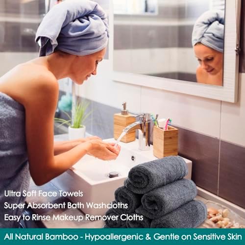 Jeffsun 6-Pack Face Wash Cloths 10x10 Inch Reusable Skin Friendly Towels