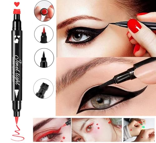 Go Ho 2PCS Waterproof Liquid Eyeliner Stamps Black Red Heart Design
