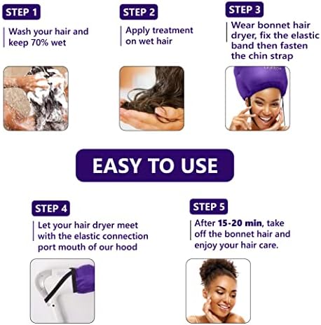 Granteva Bonnet Hair Dryer with Headband - Purple Large