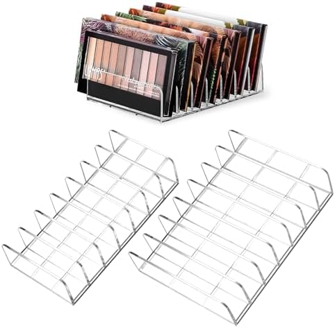 2 Pack Acrylic Makeup Palette Organizers - 7-Slot Display Cases