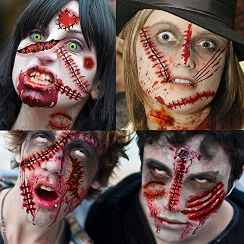 VANTATY 215 PCS 30 Sheets 3D Fake Scars Temporary Halloween Makeup Kit