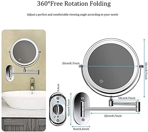 USB Rechargeable Wall Mounted Makeup Mirror with 5X Magnification