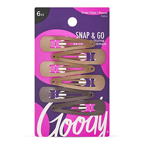 Goody Metal Contour Hair Clips - 6 Pack Brunette Assorted