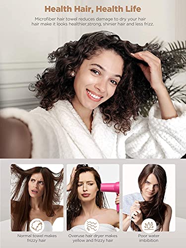 Hicober Microfiber Hair Towel Set 3-Pack Anti-Frizz Drying Wrap