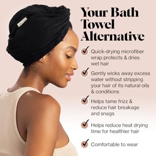 Kitsch Microfiber Hair Towel Wrap - Black 1