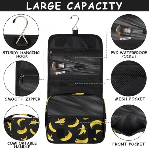 Travel Toiletry Bag for Boys - Banana Yellow Waterproof Dopp Kit