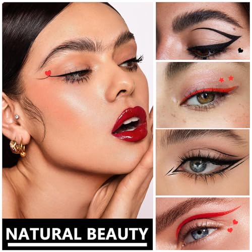 2PCS Red Black Heart Stamp Eyeliner for Costume Makeup