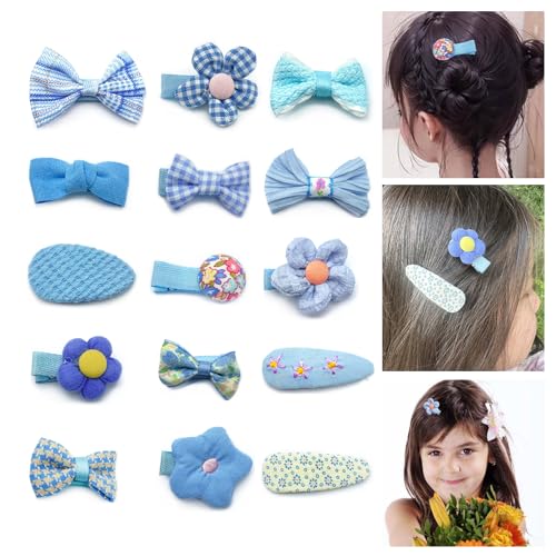 15 Pcs Cute Bows Fabric Hair Clips for Girls and Women