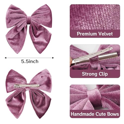 DED 9PCS Velvet Hair Bows with Alligator Clips for Girls