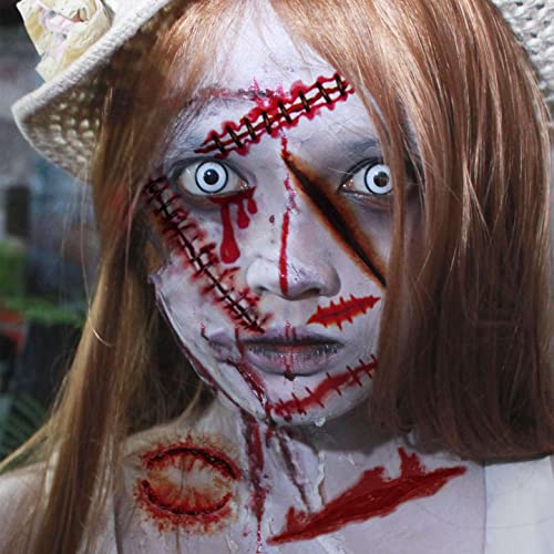 VANTATY 215 PCS 30 Sheets 3D Fake Scars Temporary Halloween Makeup Kit