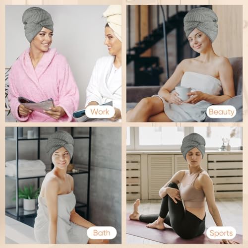 HOMEXCEL 5 Pack Microfiber Hair Towel Wrap for Women