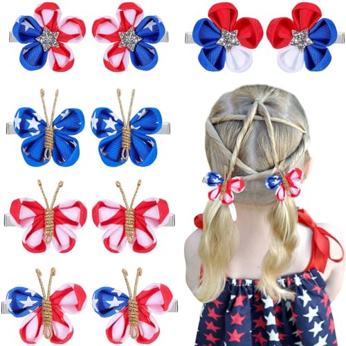 10PCS 4th of July Butterfly Hair Clips with Alligator Clips