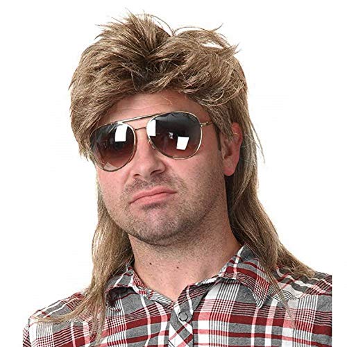Kaneles Mullet Wig for Men Light Brown 80s Costume