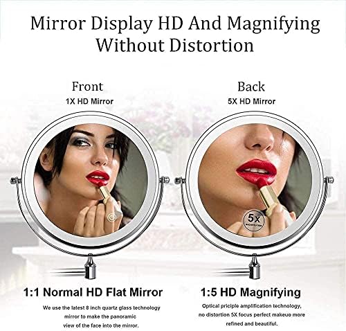 USB Rechargeable Wall Mounted Makeup Mirror with 5X Magnification