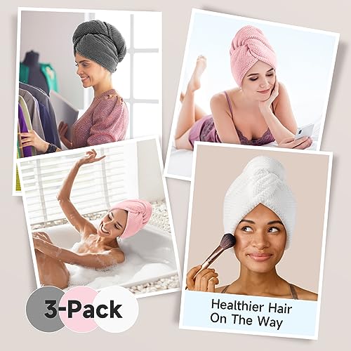 Umisleep 3 Pack Microfiber Hair Towel Wrap for Curly Hair 1