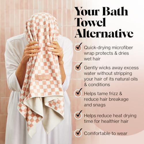 Kitsch XL Microfiber Hair Towel - Terracotta Checker