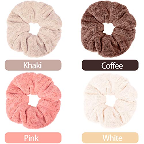 WILLBOND 4-Piece Bright Microfiber Scrunchies