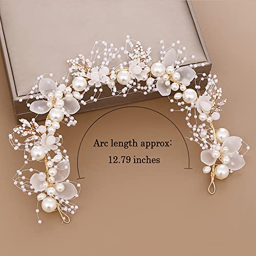 Binrina Hairband - Elegant Pearl Crystal Flower Headpiece for Princess Bridesmaid