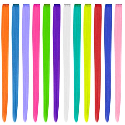 YaFex 12 Pcs Rainbow Clip In Hair Extensions