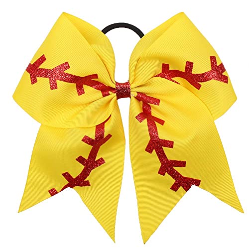 16PCS 8 Inch Cheer Hair Bows Ponytail Holder Elastic Band for Girls