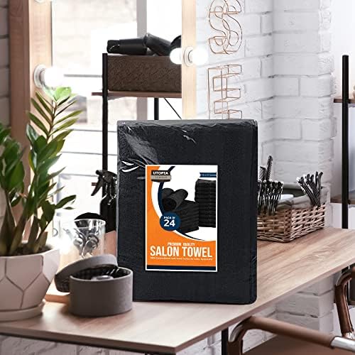Utopia Towels 24 Pack Bleach Safe Salon Towels 16x27 Inches Black