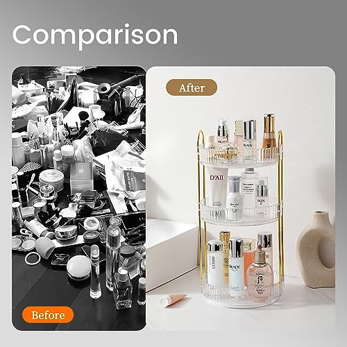 Aveniee 3 Tier Rotating Makeup Organizer White