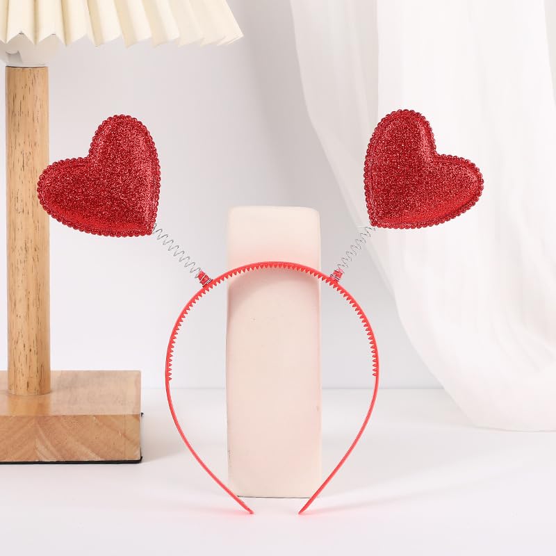 Glitter Heart Valentine Headband for Women Girls