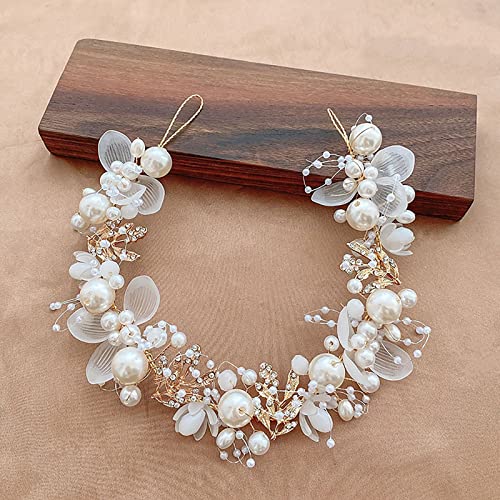 Binrina Hairband - Elegant Pearl Crystal Flower Headpiece for Princess Bridesmaid
