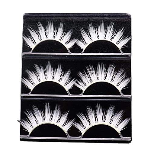 MUQIU37 White False Eyelashes 15mm for Halloween Cosplay