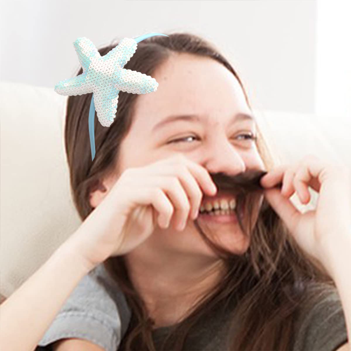 Totelux Blue Starfish Sequins Headband for Women Girls