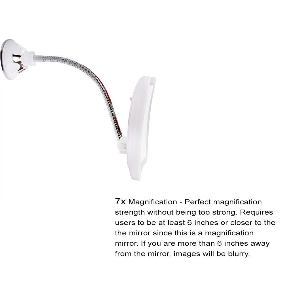 SunplusTrade 7x Magnification Makeup Mirror with LED Lights and Flexible Gooseneck