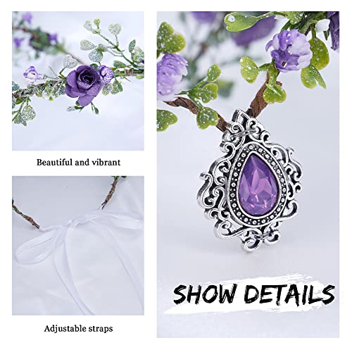 MOSTORY Purple Flower Headpiece - Fairy Floral Crown for Women Girls