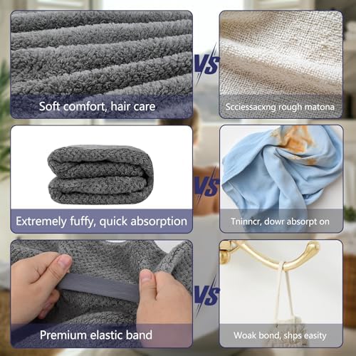 Puomue 2 Pack Microfiber Hair Towel Wrap - Soft Super Absorbent Fast Drying