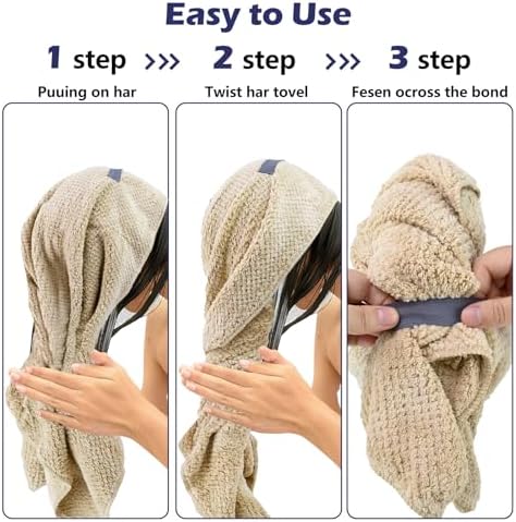 Puomue 2 Pack Microfiber Hair Towel Wrap - Soft Super Absorbent Fast Drying