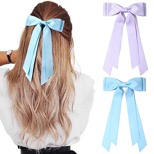 Aileam 2PCS Silky Satin Hair Bows for Girls and Toddlers