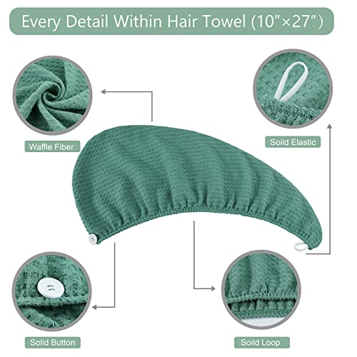 Dolwis Microfiber Drying Towel - 2-Pack Waffle Terry Cloth for Wet Hair