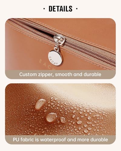 EACHY Large Capacity Waterproof Makeup Bag with Divider and Handle