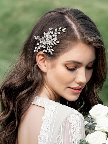 SWEETV Rhinestone Wedding Hair Clip for Women Girls