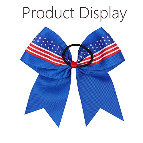 16PCS 8 Inch Cheer Hair Bows with Ponytail Holder