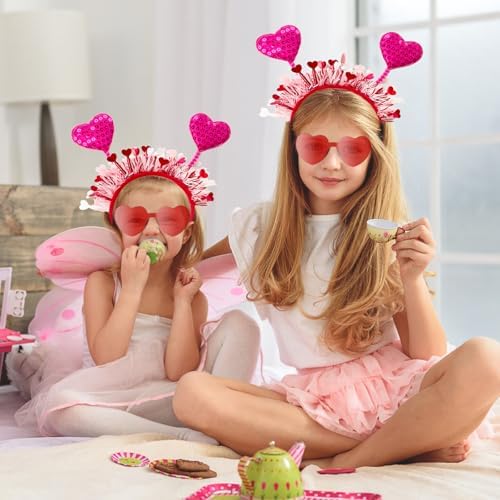 12 Pcs Heart Headband and Glasses Set for Valentine Party