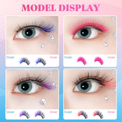 Halloween Colored Eyelashes 5 Pairs Faux Mink