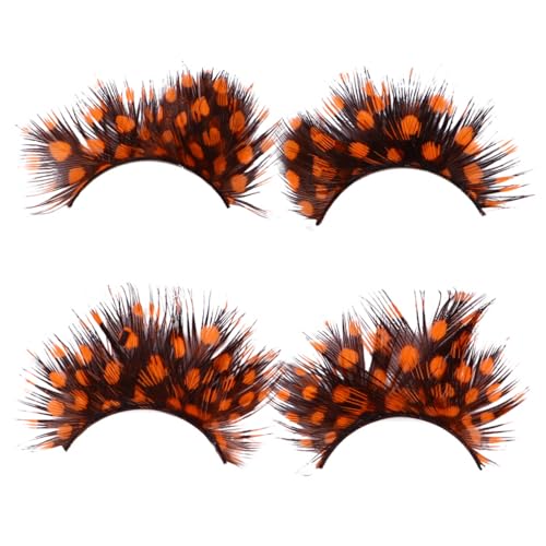 Gogogmee Halloween Lashes 2 Pairs Orange Tips Wispy Spiky