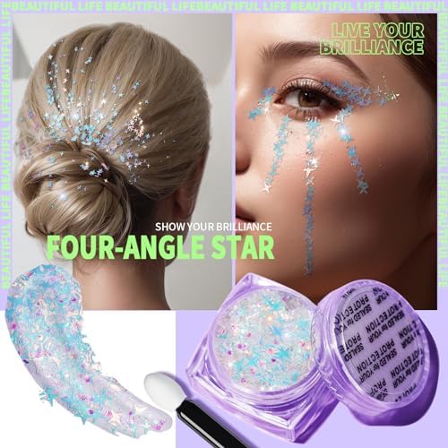 Teenitor 6 Shapes Body Glitter Gel Set
