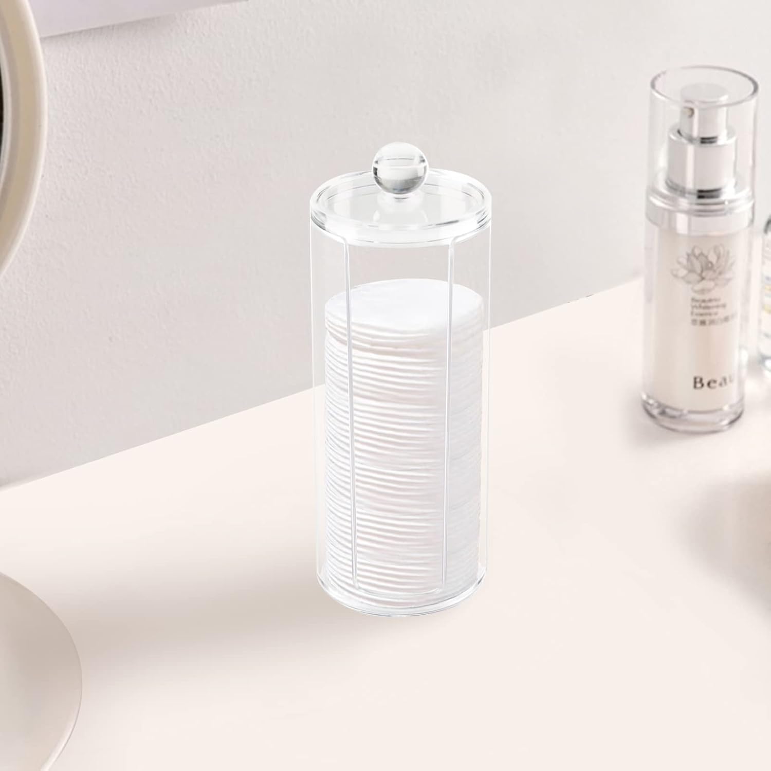 Boveker Acrylic Cotton Rounds Holder with Lid