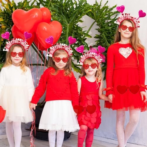 12 Pcs Heart Headband and Glasses Set for Valentine Party