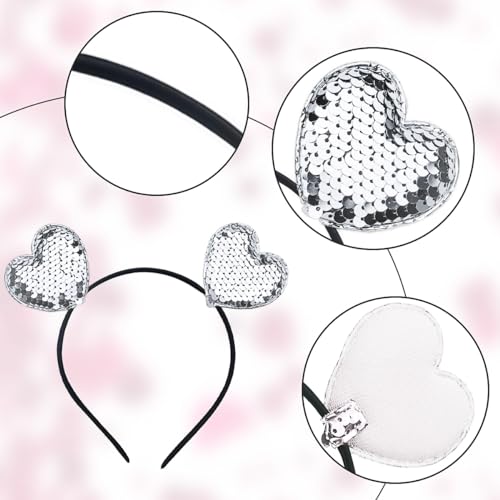 Doneace Valentines Heart Headband with Sequins