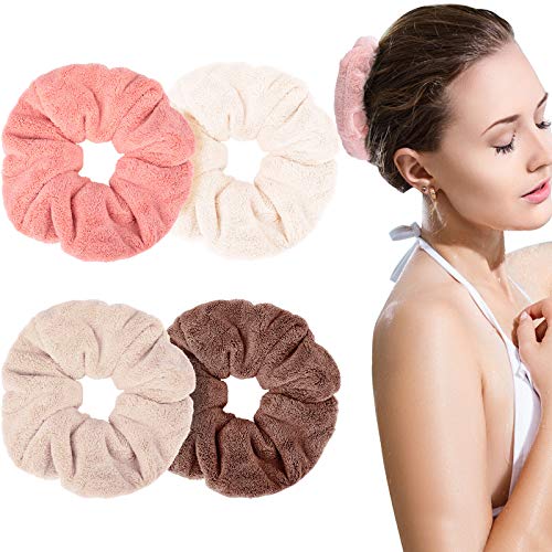 WILLBOND 4-Piece Bright Microfiber Scrunchies